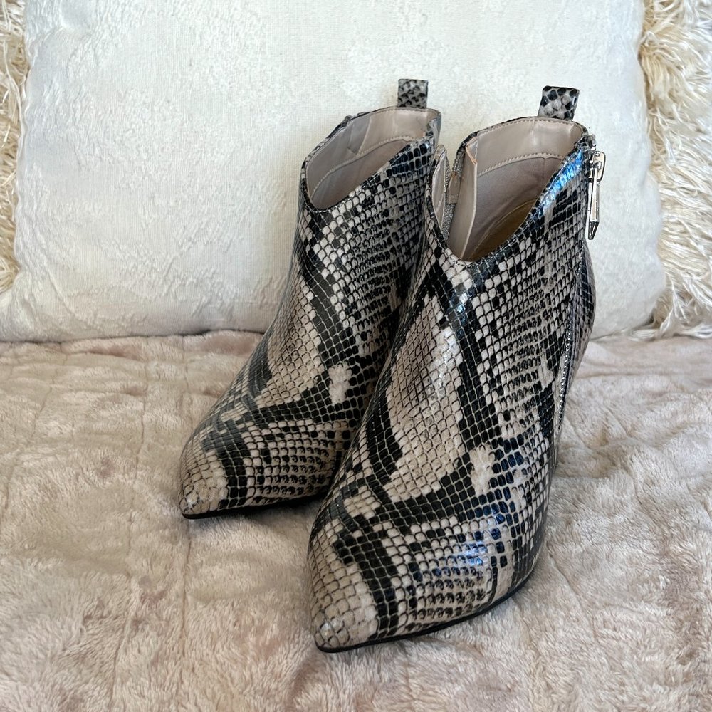 Marc Fisher snake print ankle bootie
